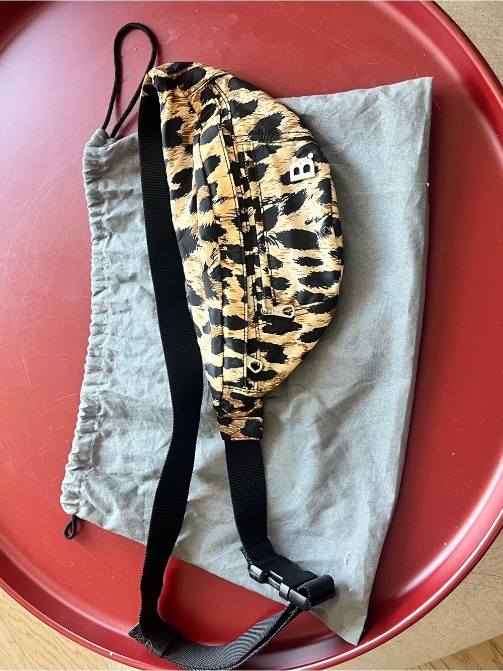 Balenciaga Leopard Print Belt Bag in Black and Tan